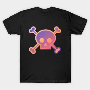 Skull and Crossbones Pirate Flag Purple Orange Gradient T-Shirt